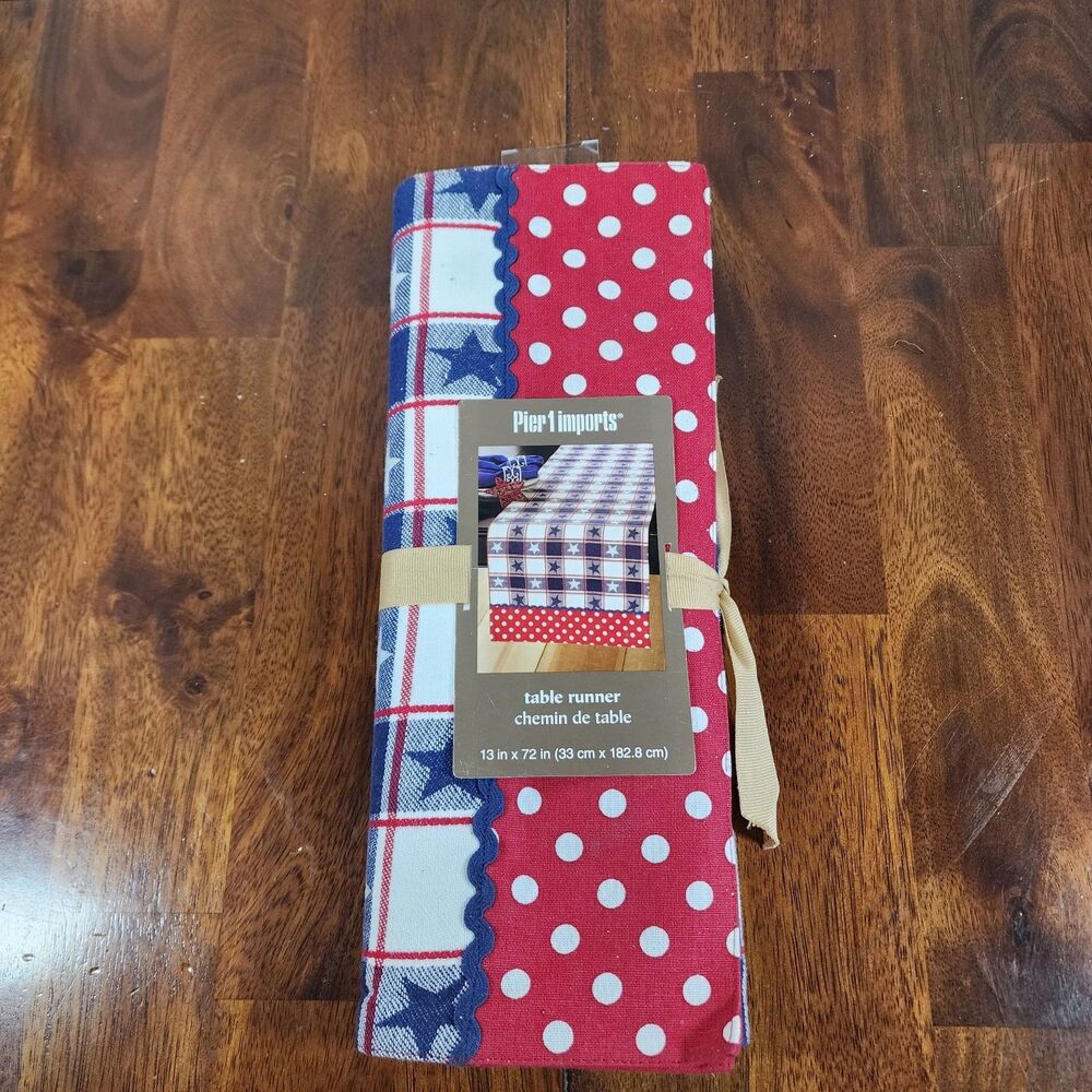 Pier 1 Import Table Runner White Blue Red Color